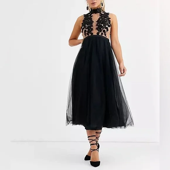 Forever Unique - High Neck Midi Tulle Dress - Women’s Medium - Picture 3 of 7